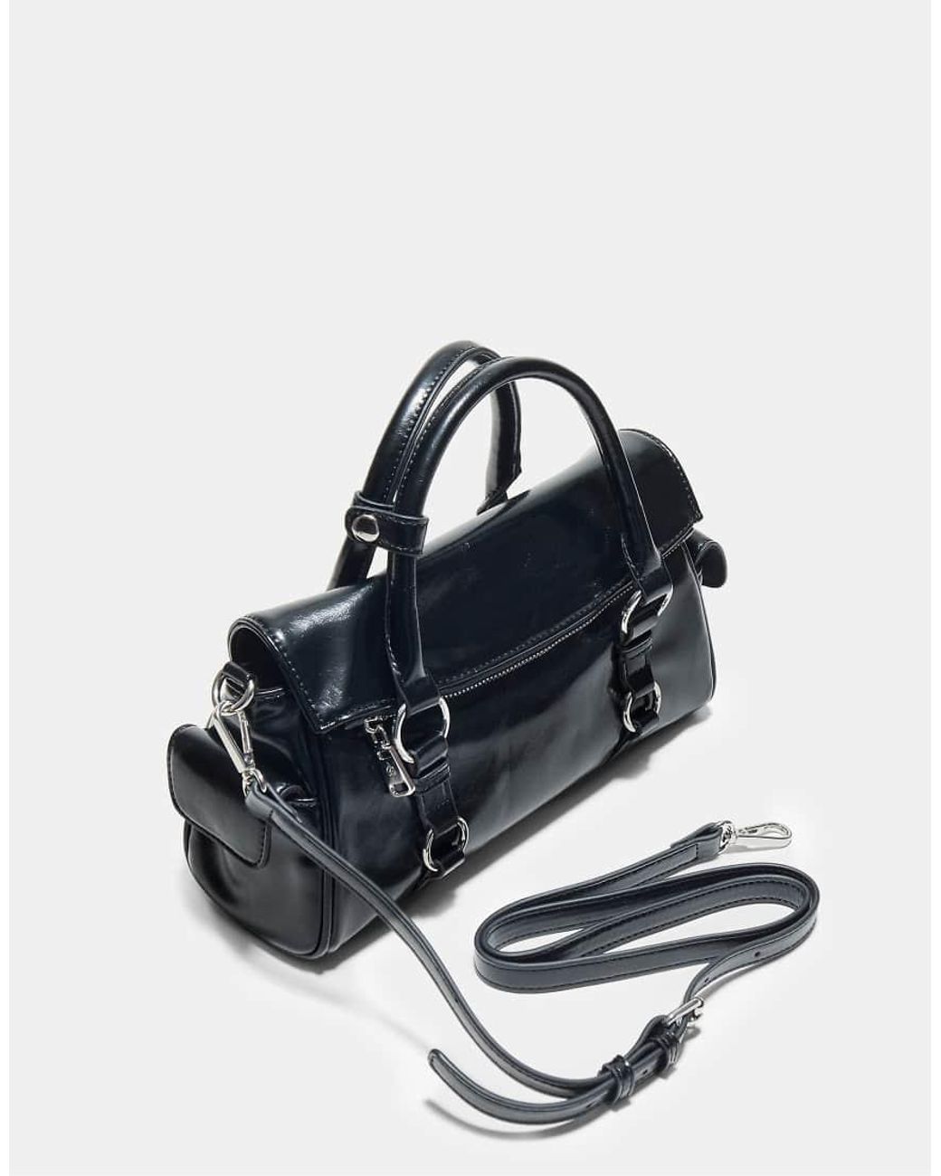Stradivarius Blue Zipped Crossbody Bowling Bag