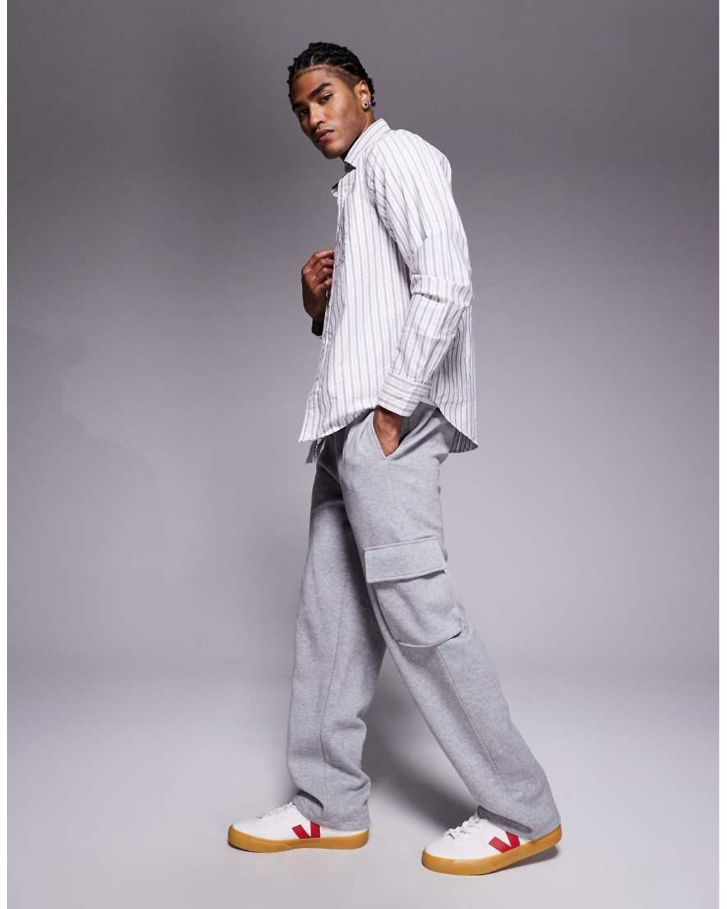 ASOS Gray Wide Leg Cargo Sweatpants for men