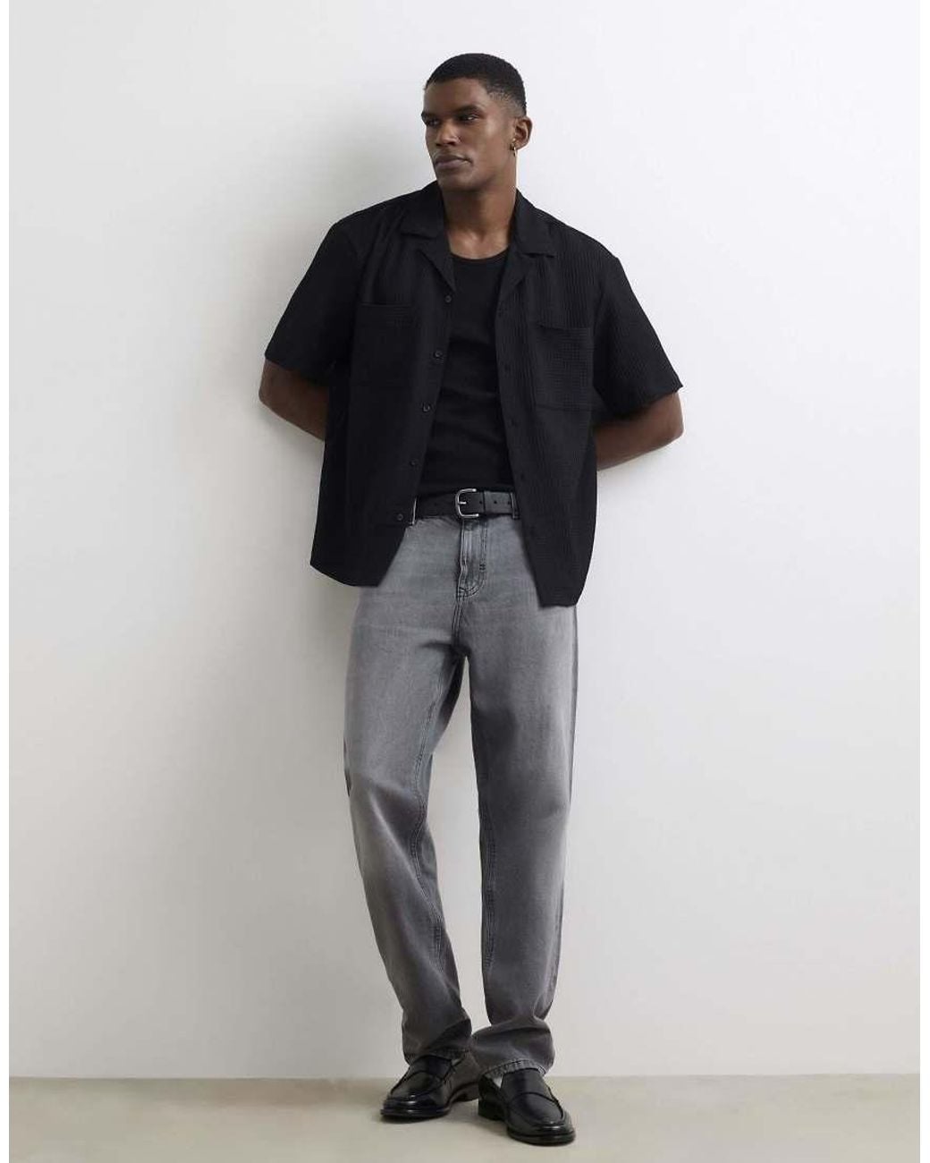 River Island Blue Straight Leg Jeans for men