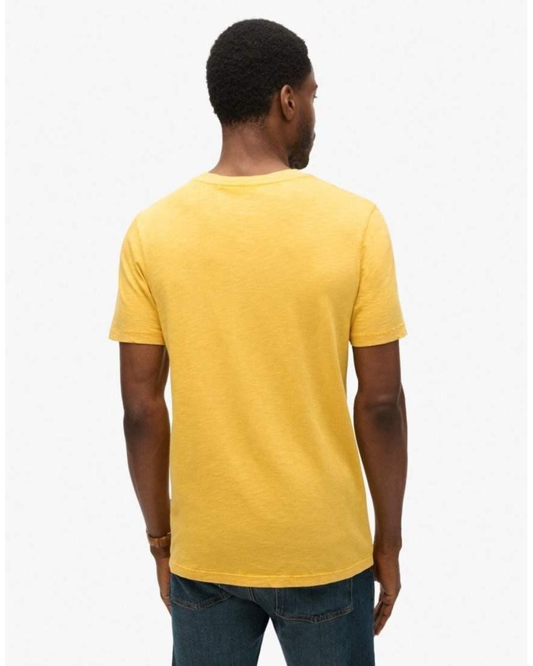 Superdry Yellow V-Neck Slub Short Sleeve T-Shirt for men