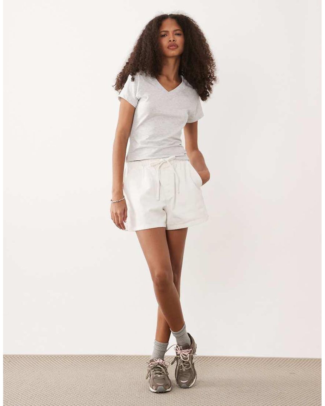 ASOS Top Met Korte Mouwen En V-Hals in het White