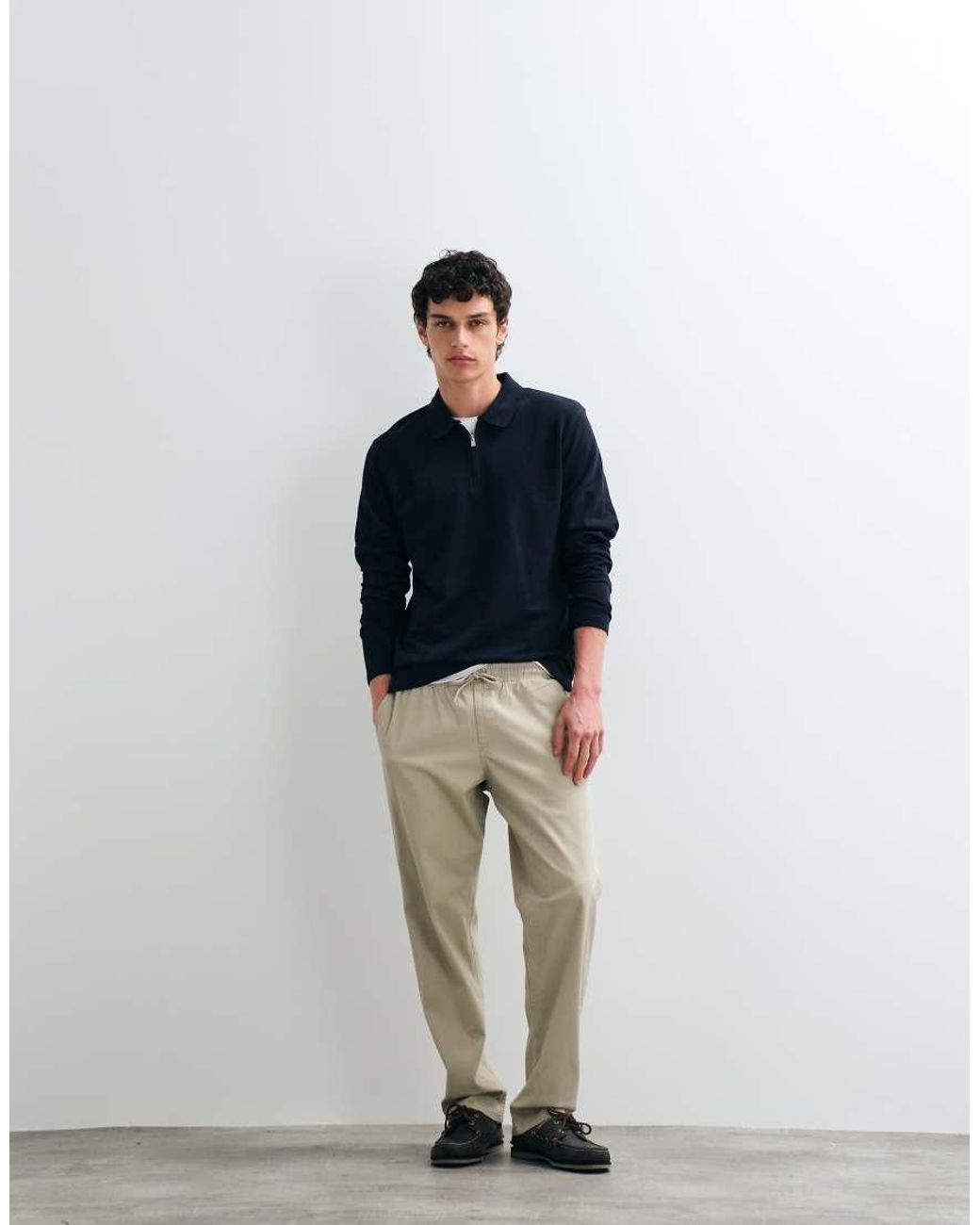 Jack & Jones Blue Long Sleeve Zip Polo Top for men