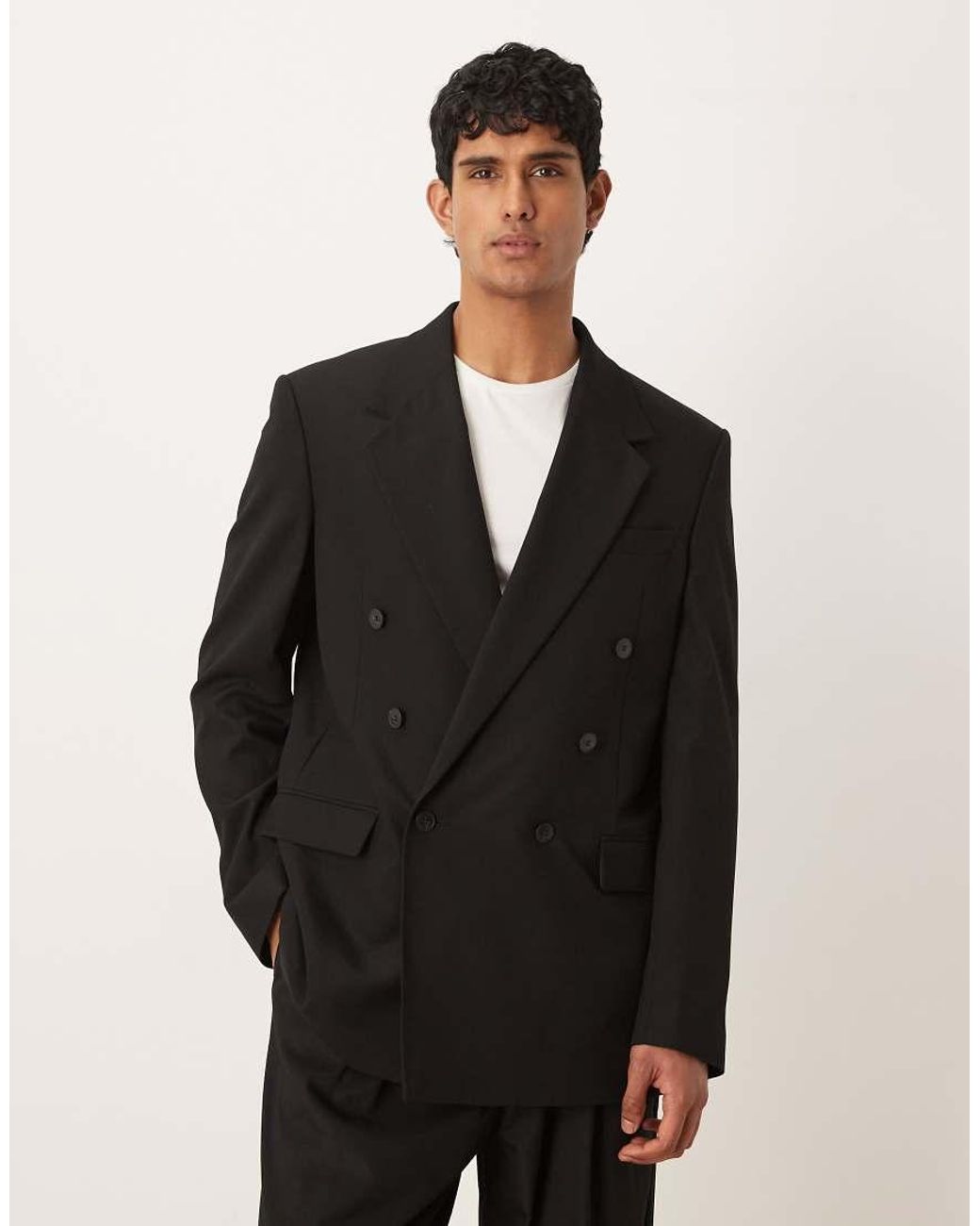ASOS Black Relaxed Square Shoulder Suit Jacket for men