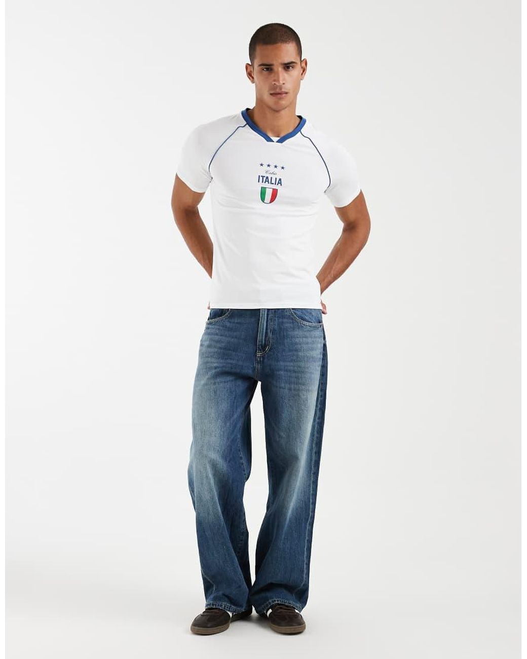 ASOS White Muscle T-shirt With Italia Graphic for men