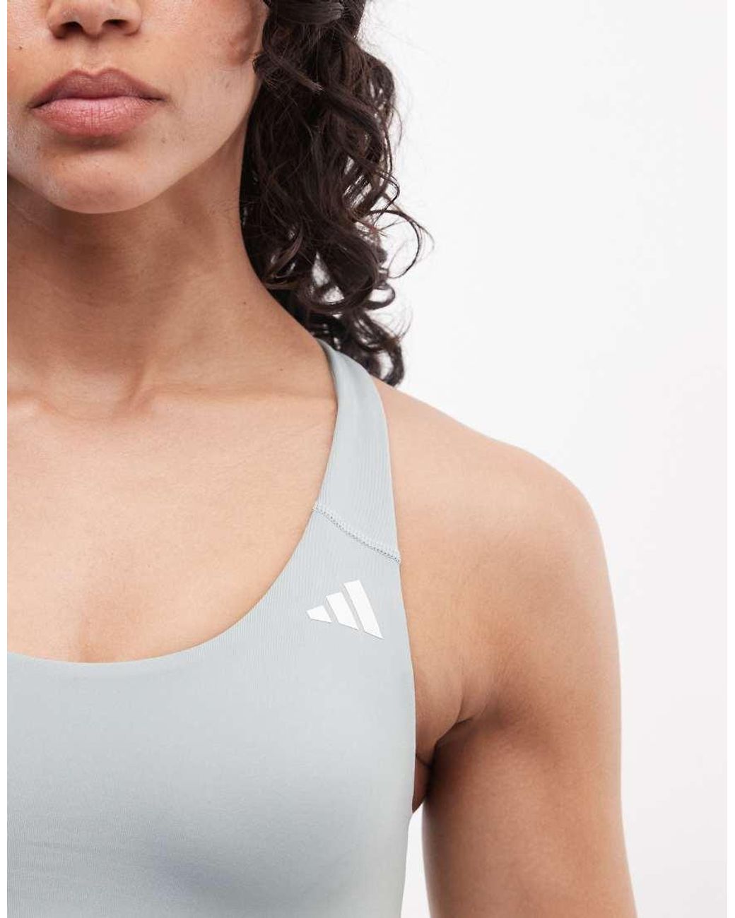 Adidas Originals White Adidas Training Optime Essentials Mid-support Sports Bra