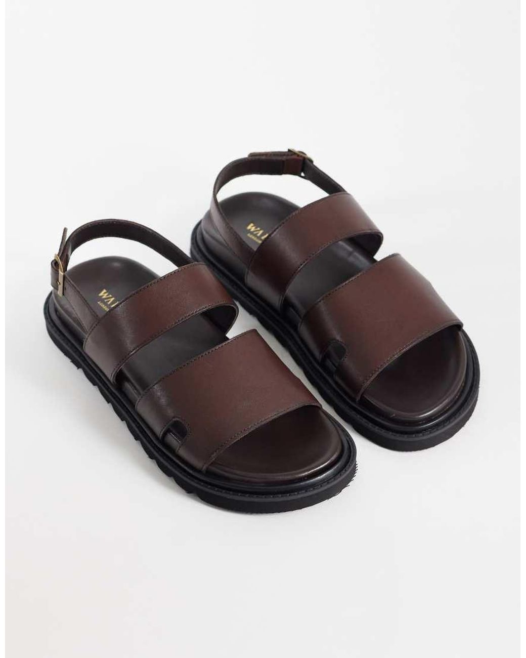 Walk London Brown Ezra Backstrap Sandals for men