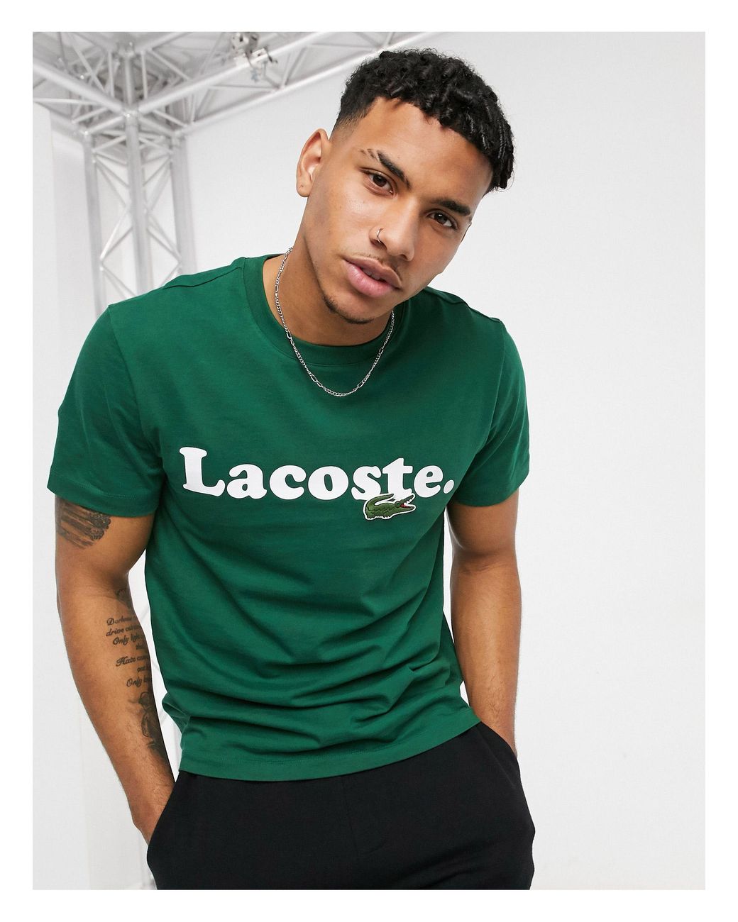 Lacoste T-shirt With Large Chest Logo And Croc Green for Men | Lyst