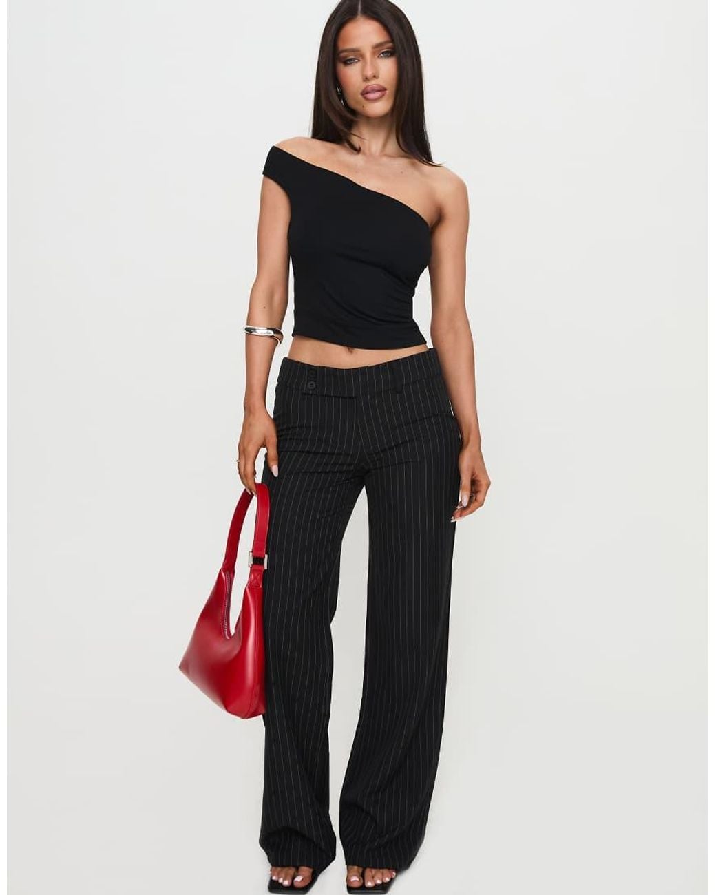 Princess Polly White Socialista Double Button Straight Leg Pants