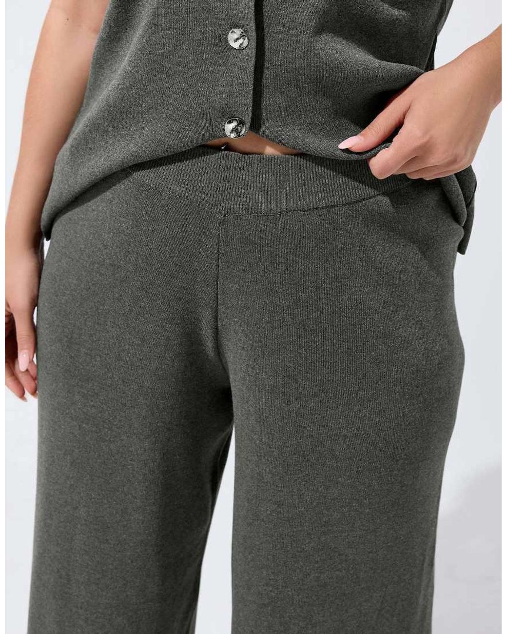 Yours Clothing Green Knitted Wide Leg Trousers