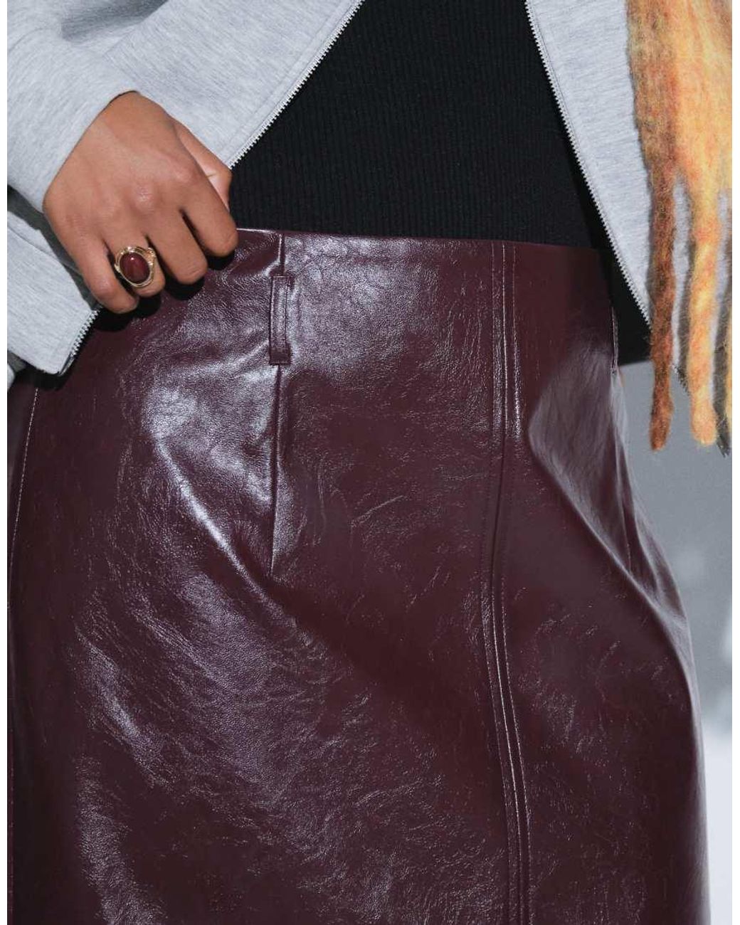 ASOS Red Curve Tailo Clean Waistband Faux Leather Pencil Skirt