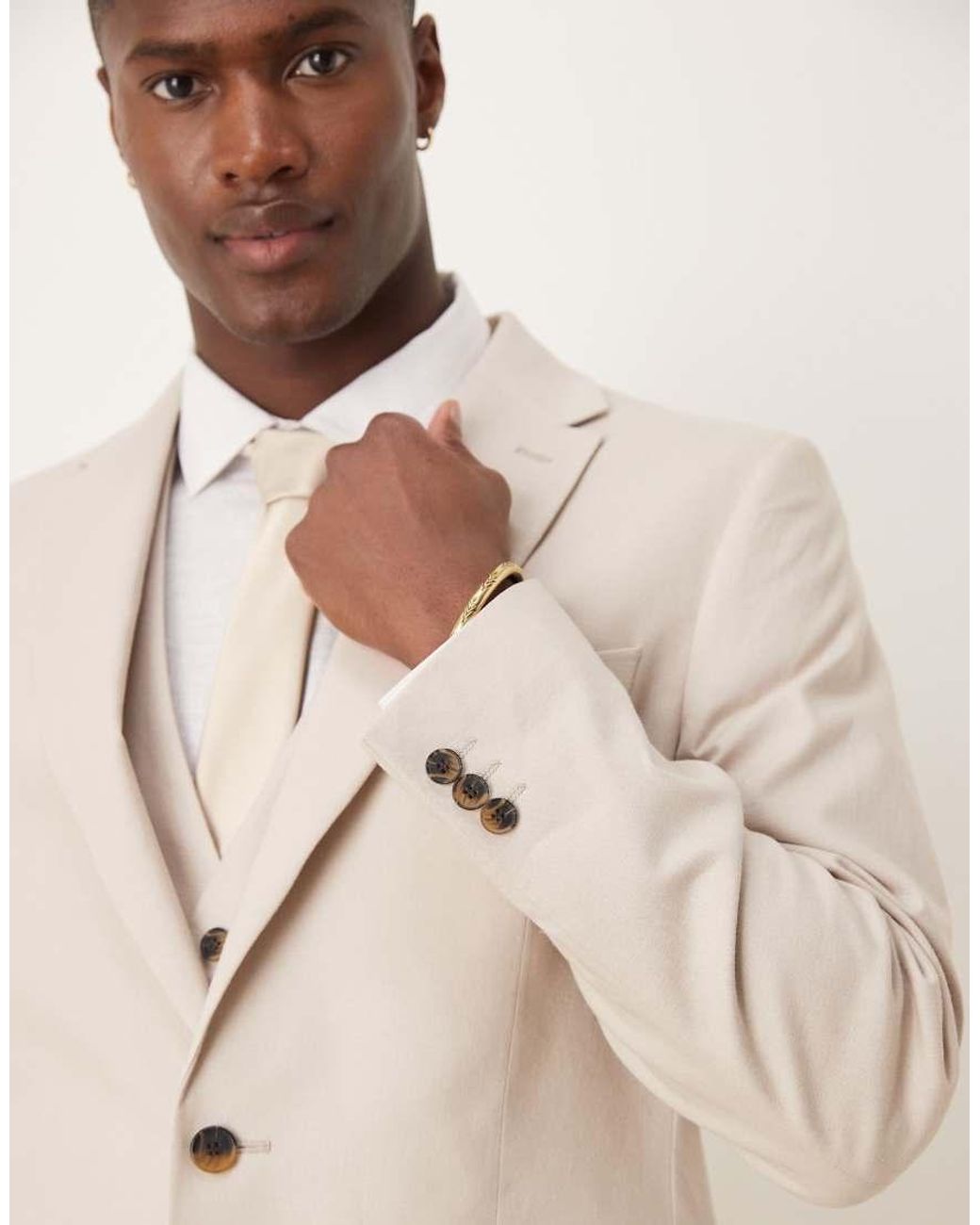 ASOS Natural Slim Linen Suit Jacket for men
