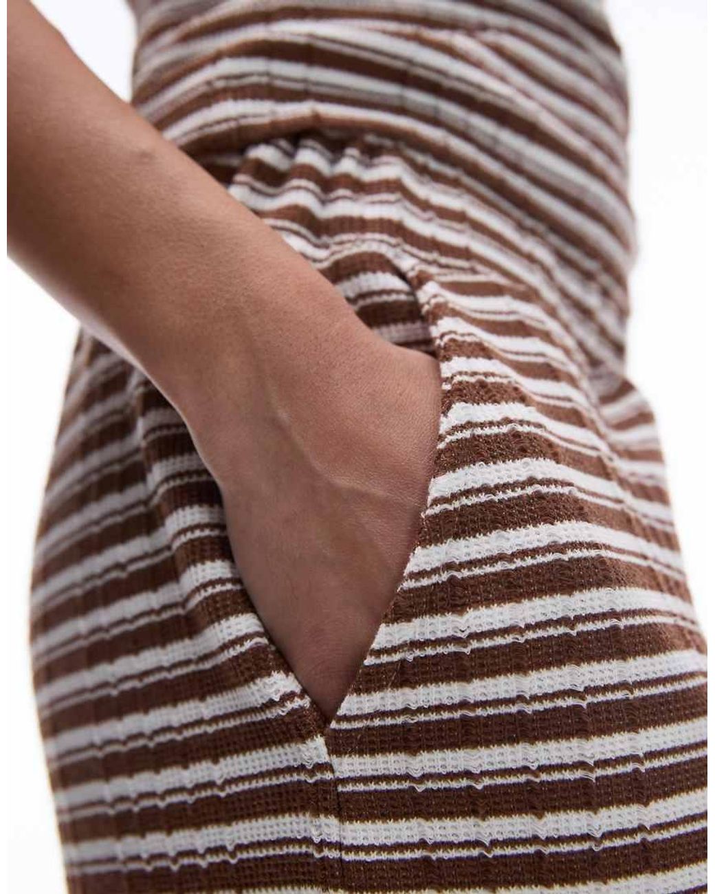 TOPSHOP Brown Low Slung Stripe Trouser