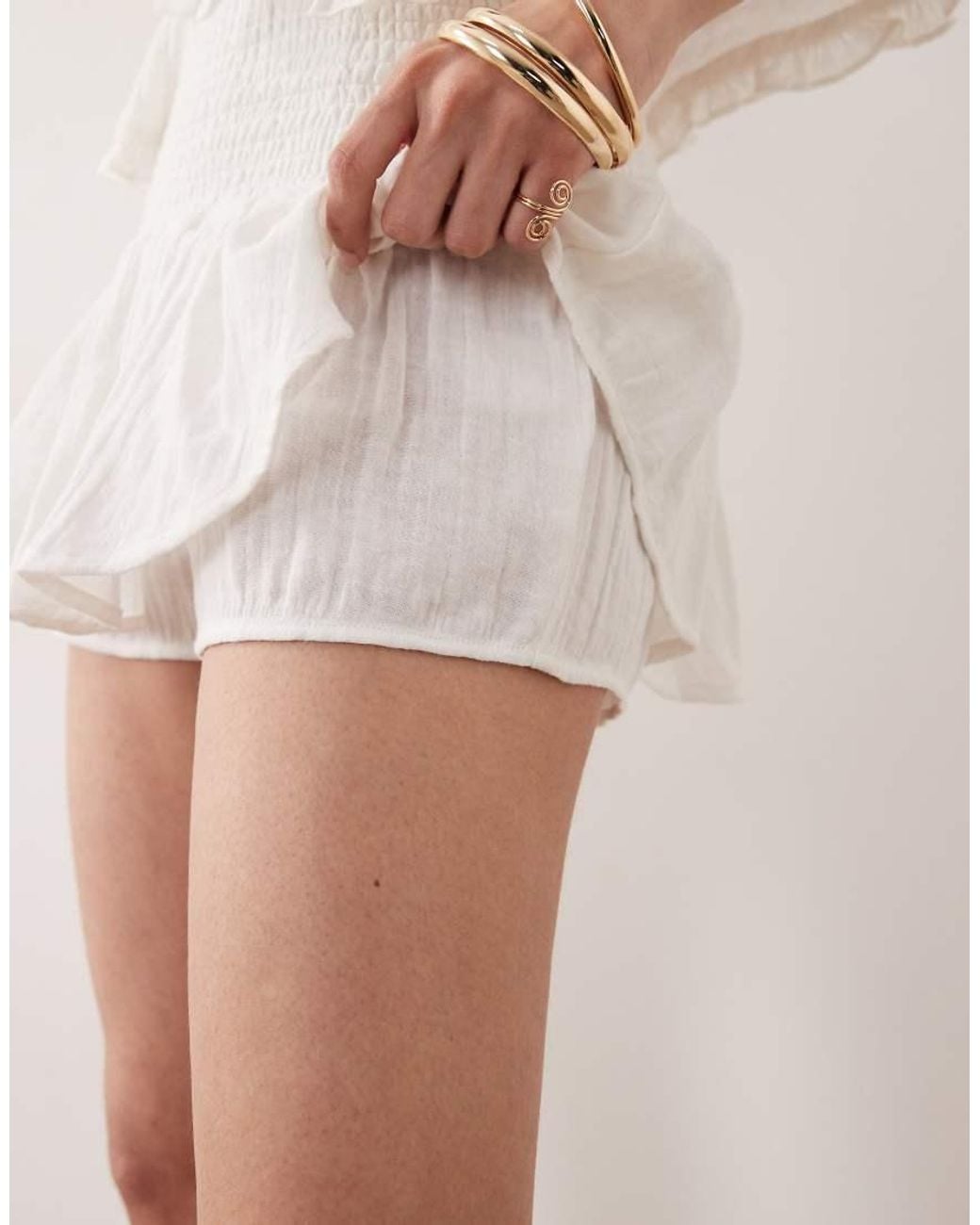 esmé studios Natural Esmee Shirred Ruffle Beach Skort