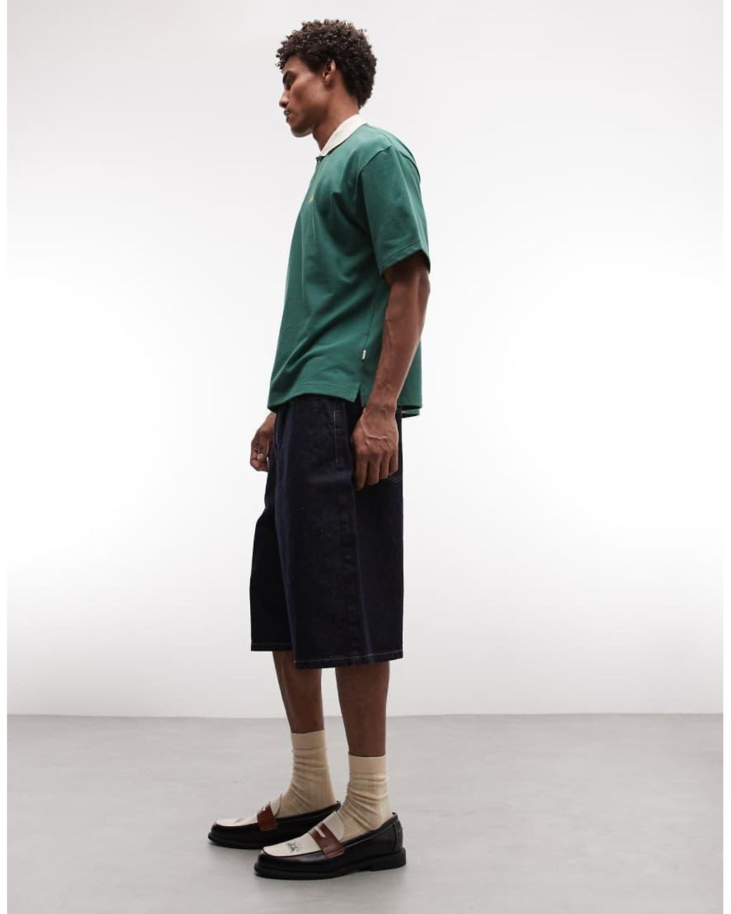 BLKVIS Green Script Denim Shorts for men