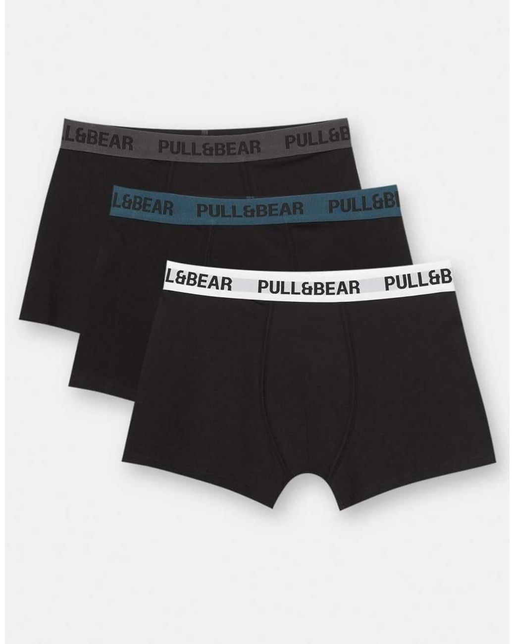 Pull&Bear Black Pack Of 3 Logo Boxers for men