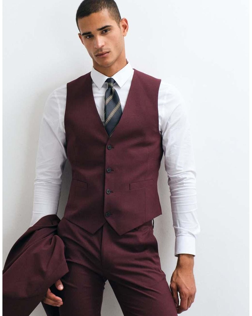 ASOS Purple Skinny Suit Waistcoat for men