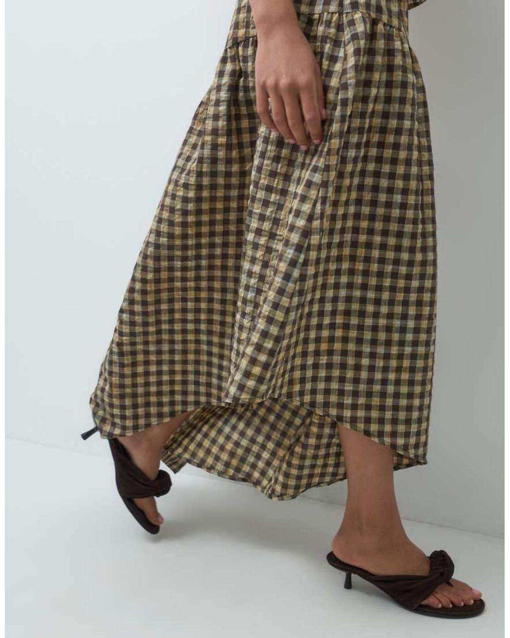 Pieces Green Shirred Asymmetric Midi Skirt Co-ord