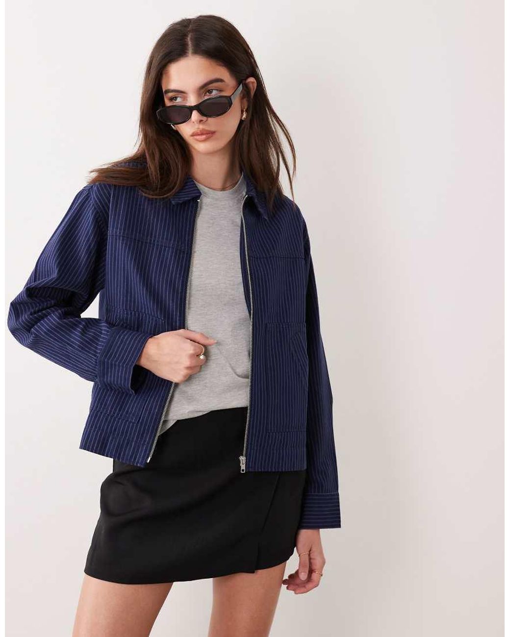 ASOS Blue Top Collar Zip Through Jacket