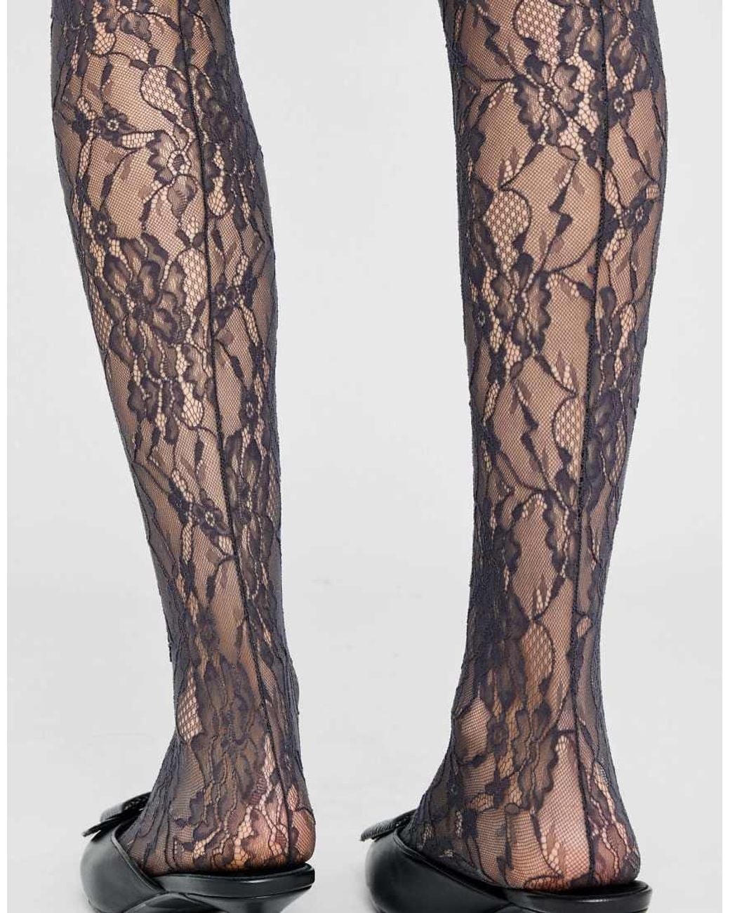 Calzedonia Purple Floral Lace Tights