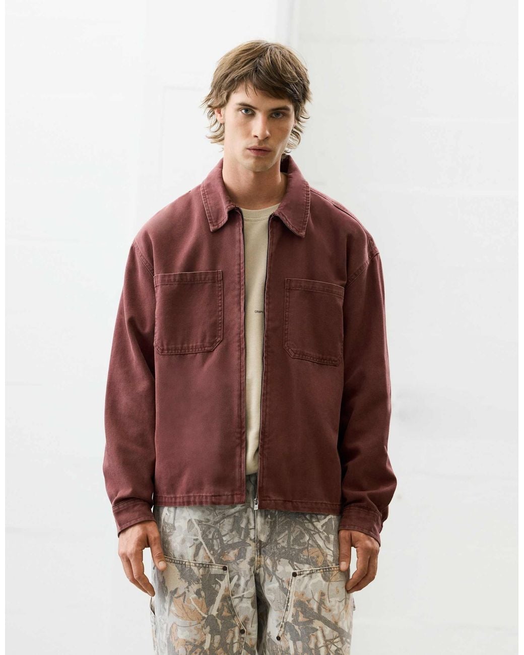 Surchemise zippée Pull&Bear pour homme en coloris Red