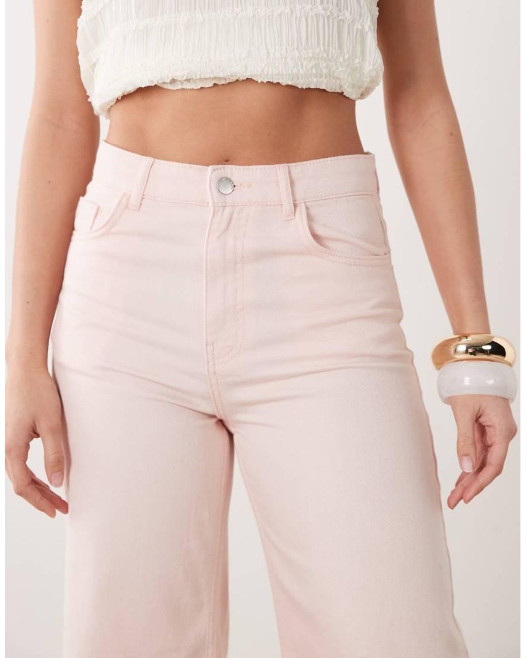 Mango Pink Belle 100% Cotton Wide Leg Jean