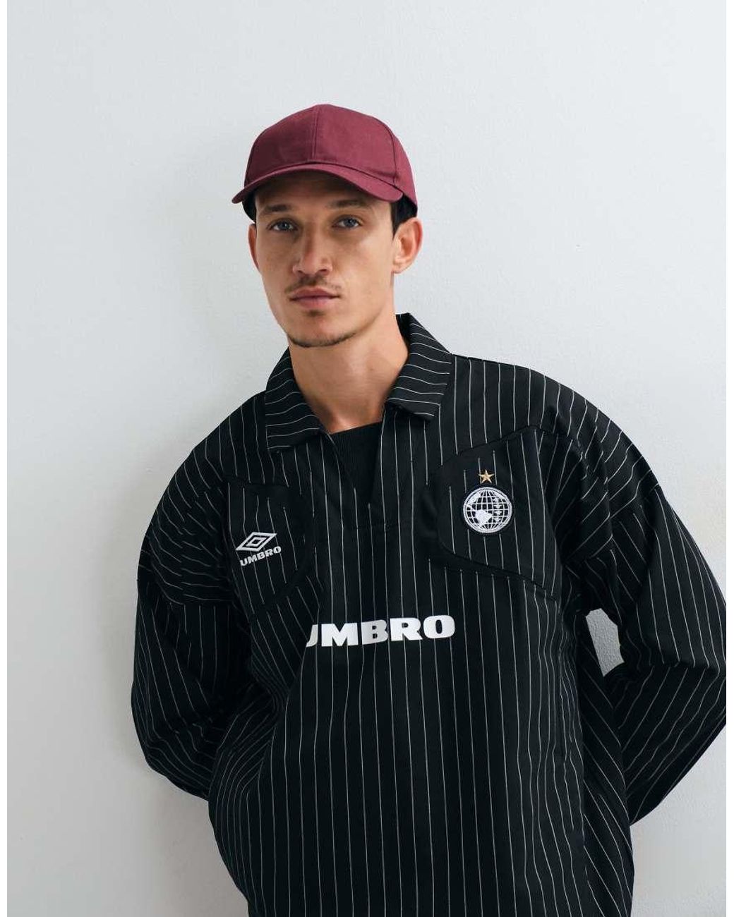 Umbro Black Pinstripe Drill Top for men