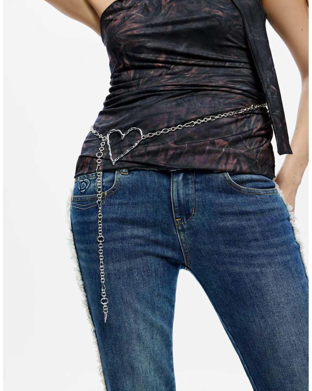 Desigual White Zalio Hearts Belt