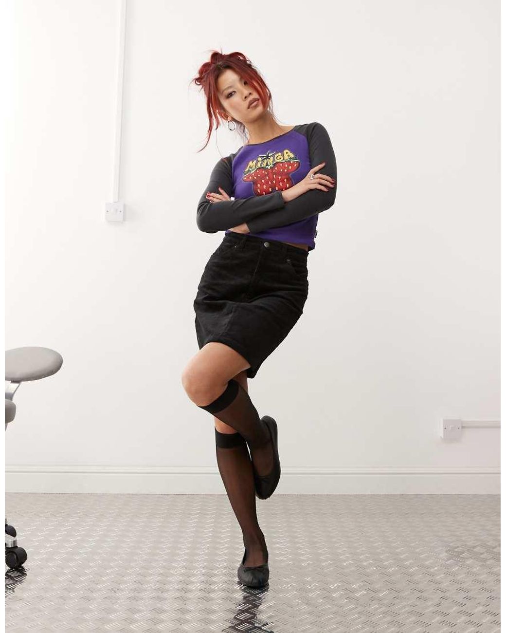 Monki Black Cord Mini Skirt