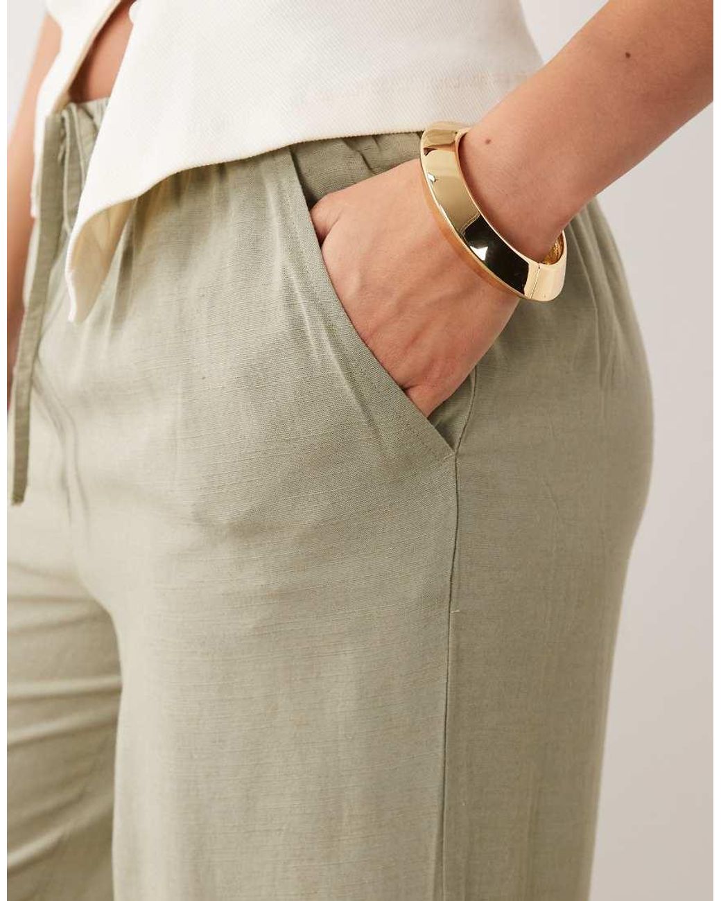 Jdy Natural Wide Leg Linen Mix Trouser