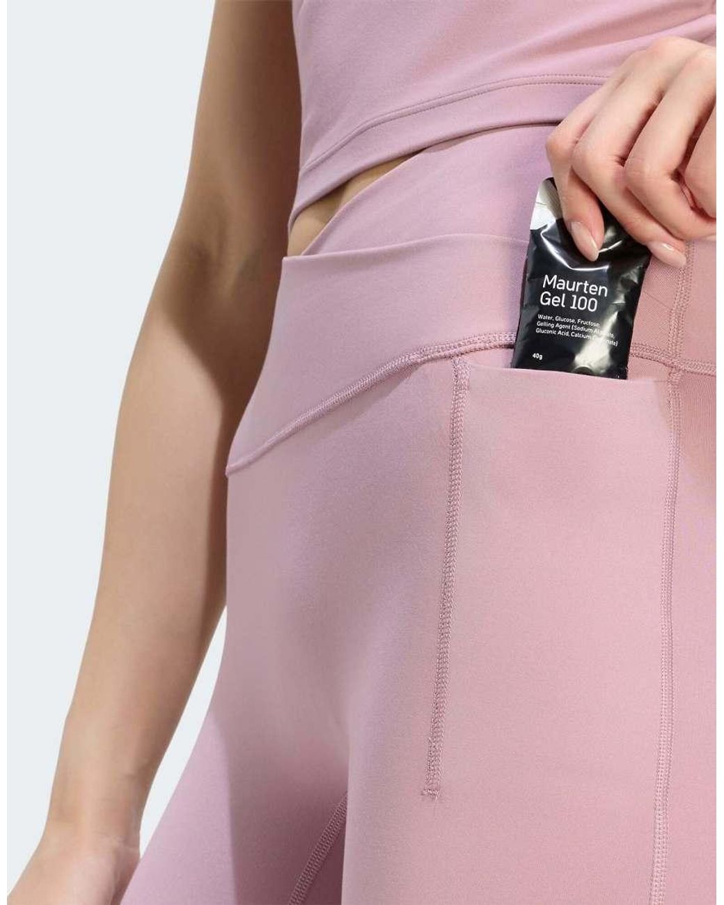 Adidas Originals Pink 3 Stripes Studio All Me X-Over Stash Pocket Leggings