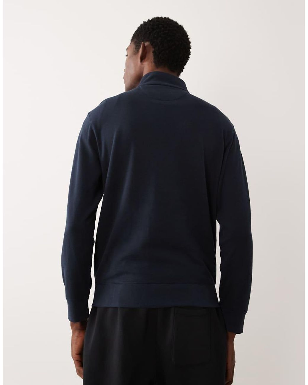 Polo Ralph Lauren Blue 1/4 Zip Icon Logo Double Knit Sweatshirt for men