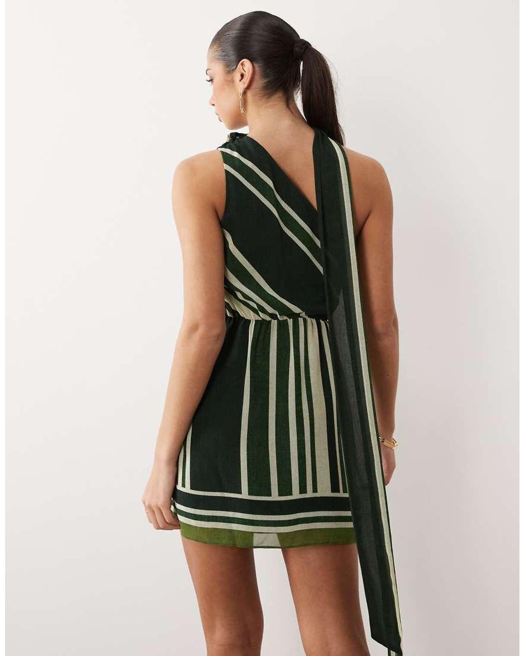 Forever New Green Halter Neck Scarf Mini Dress