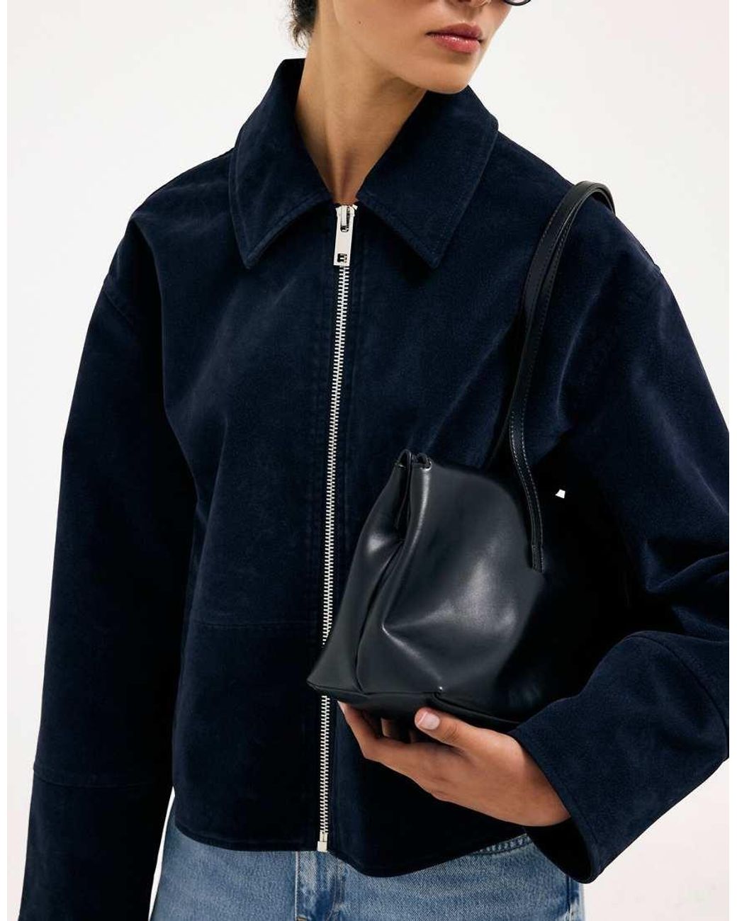 NA-KD Blue Faux Suede Zip Jacket