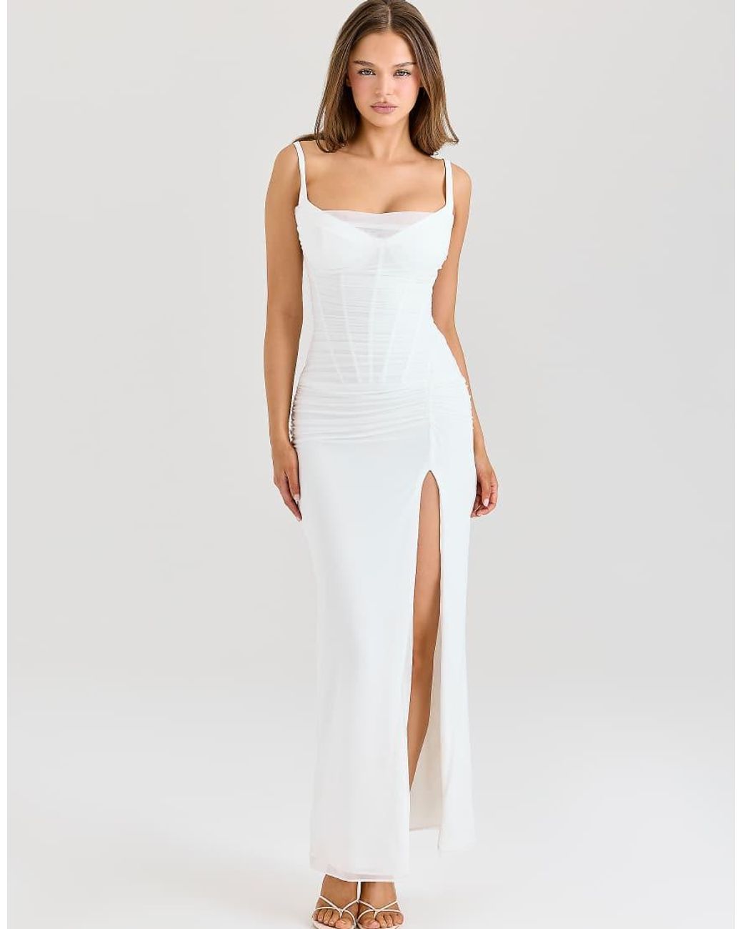 House Of Cb White Lini Mesh Maxi Dress