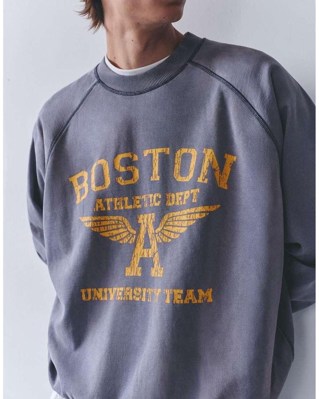 Pull&Bear Blue Boston Round Neck Sweatshirt for men