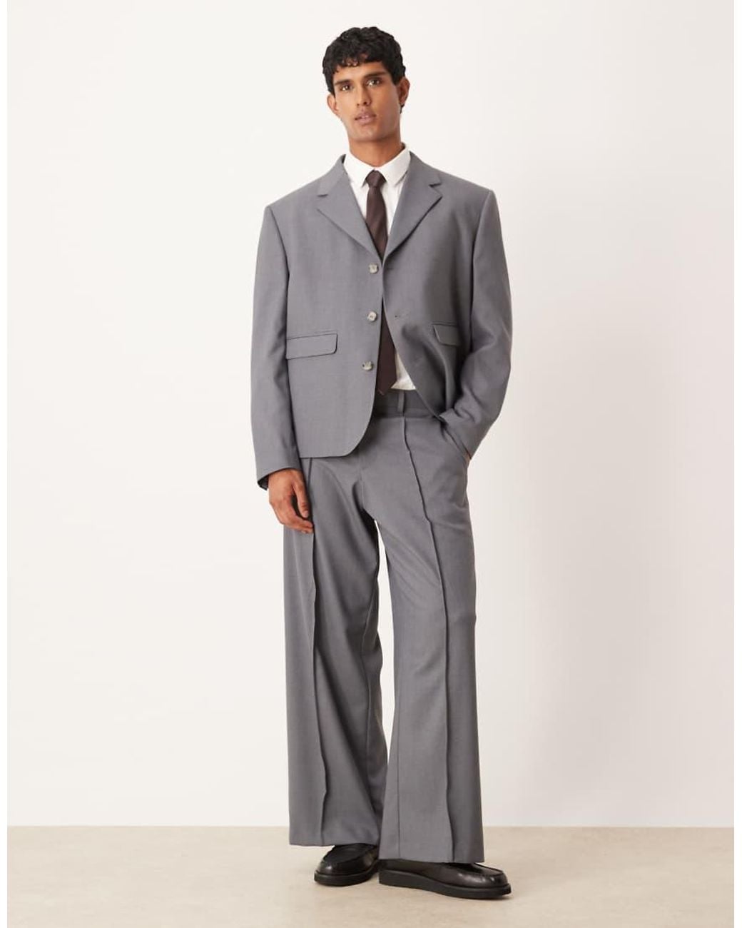 ASOS Gray Boxy Cropped Suit Jacket for men