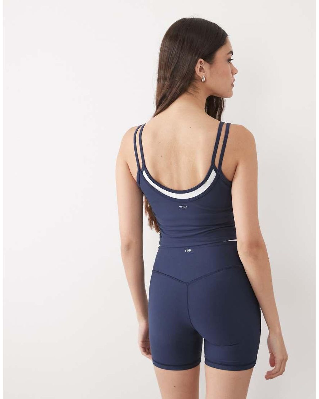 Abercrombie & Fitch Blue Ypb Sculpting Double Layer Workout Cami Co-ord