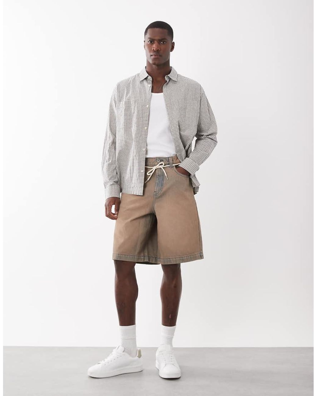 ASOS Natural Loose Denim Jorts for men