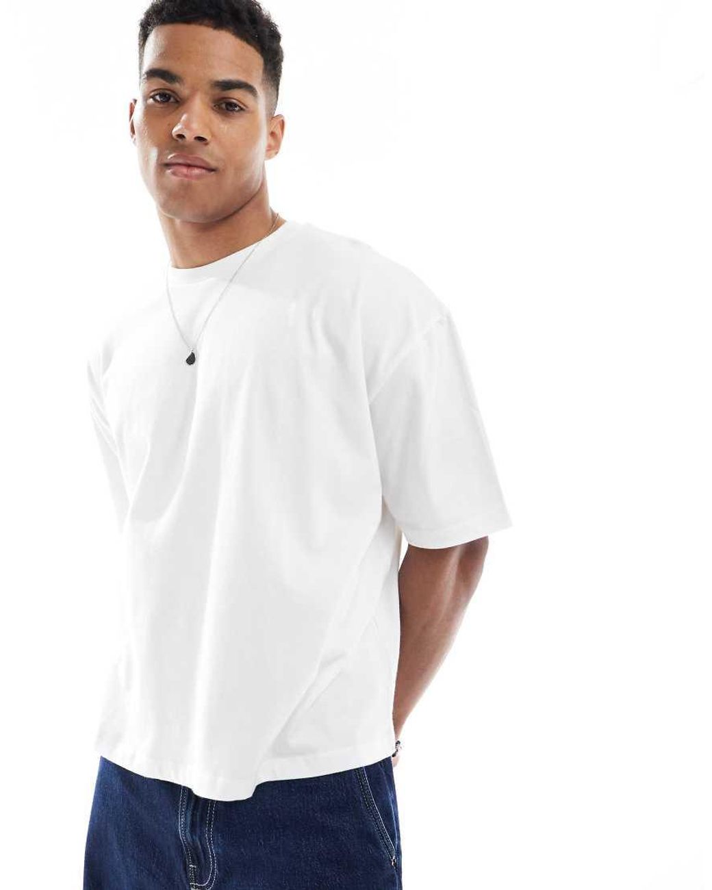 ASOS Recht Oversized T-Shirt Met Print Op De Achterkant in het White voor heren