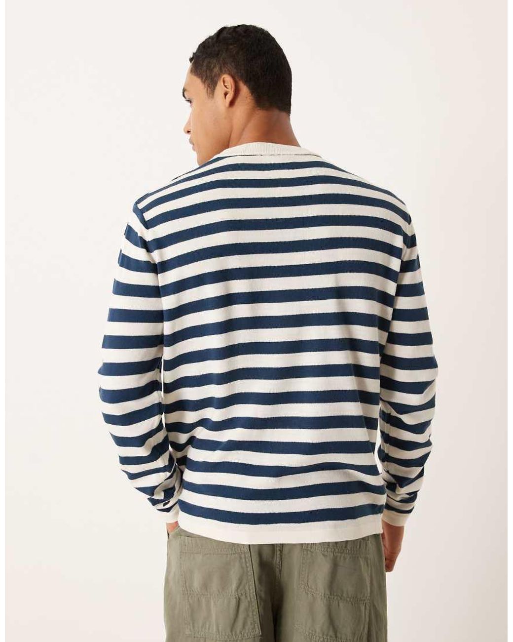 ASOS Blue Relaxed Knit Long Sleeve Crew Neck T-shirt for men