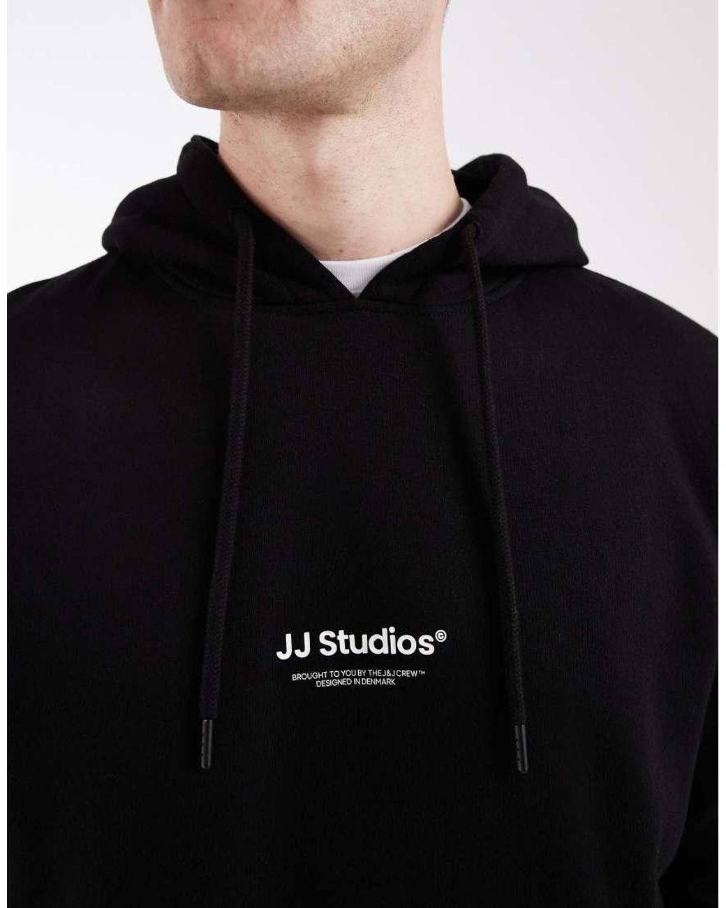 Jack & Jones Black Hoodie With Front Print for men