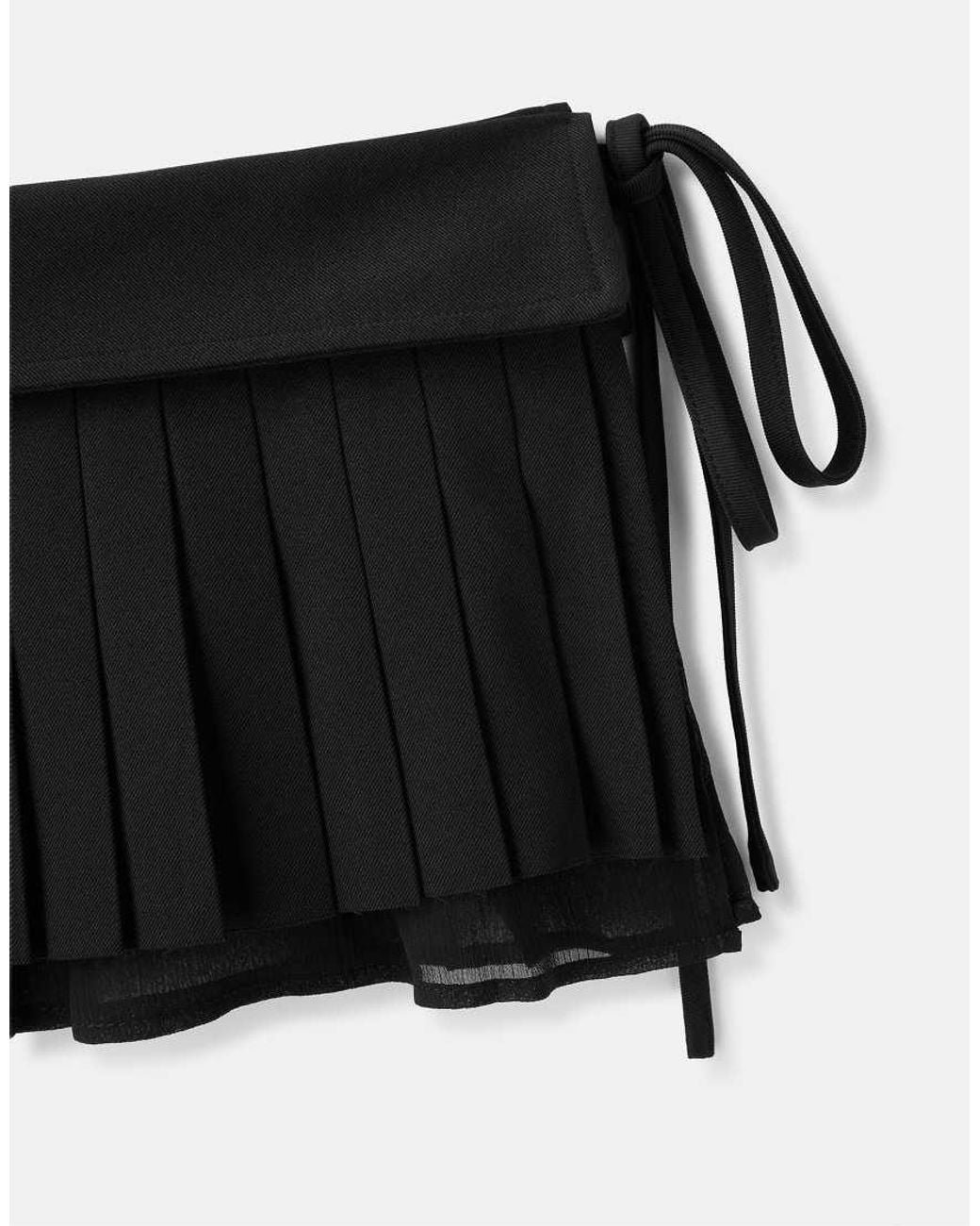 Stradivarius Black Pleated Skirt Belt