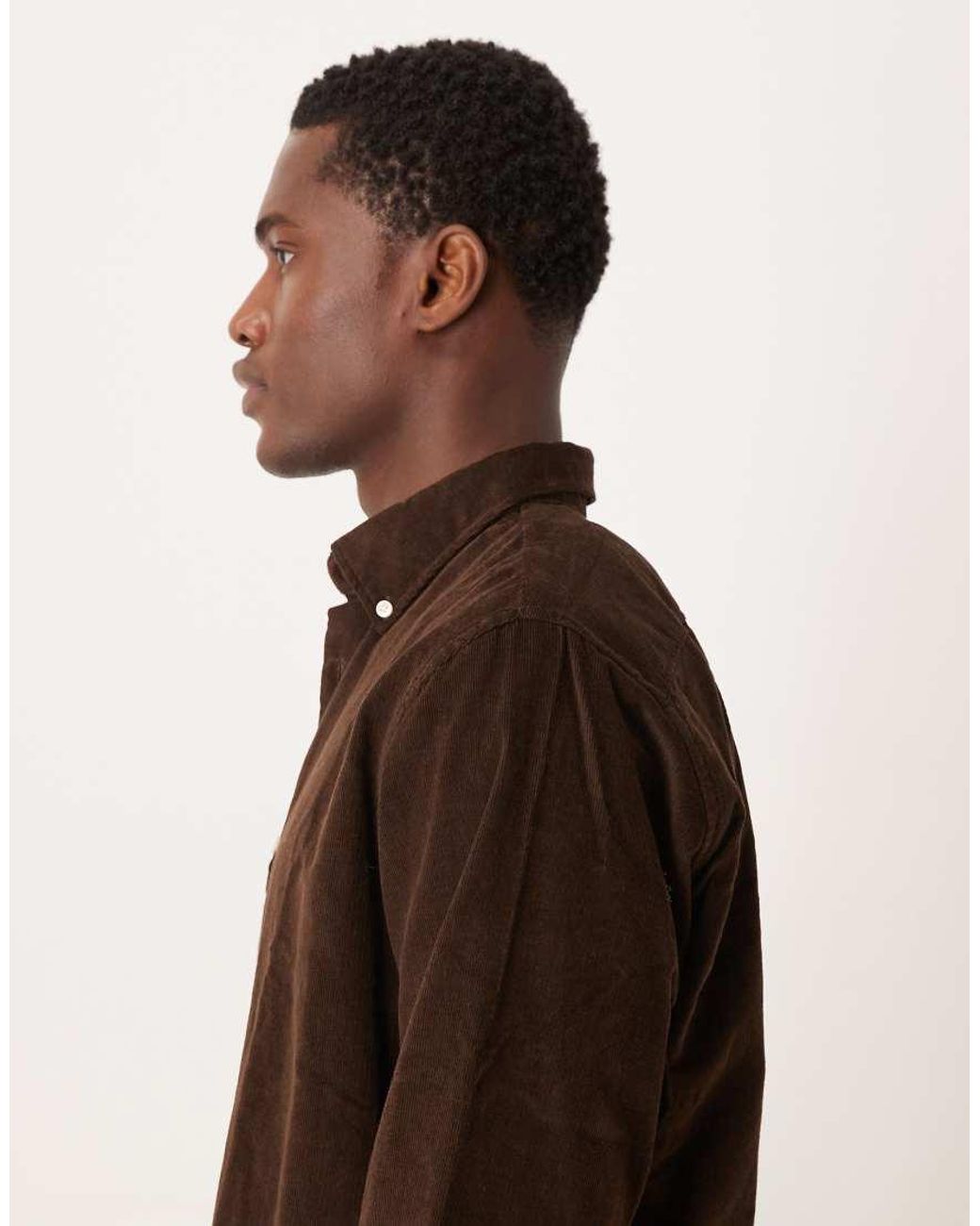 SELECTED Brown 100% Cotton Cord Shirt for men