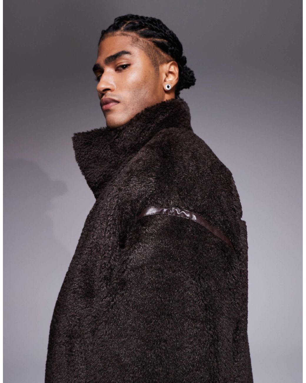 ASOS Black Oversized Jacket With Funnel Neck for men