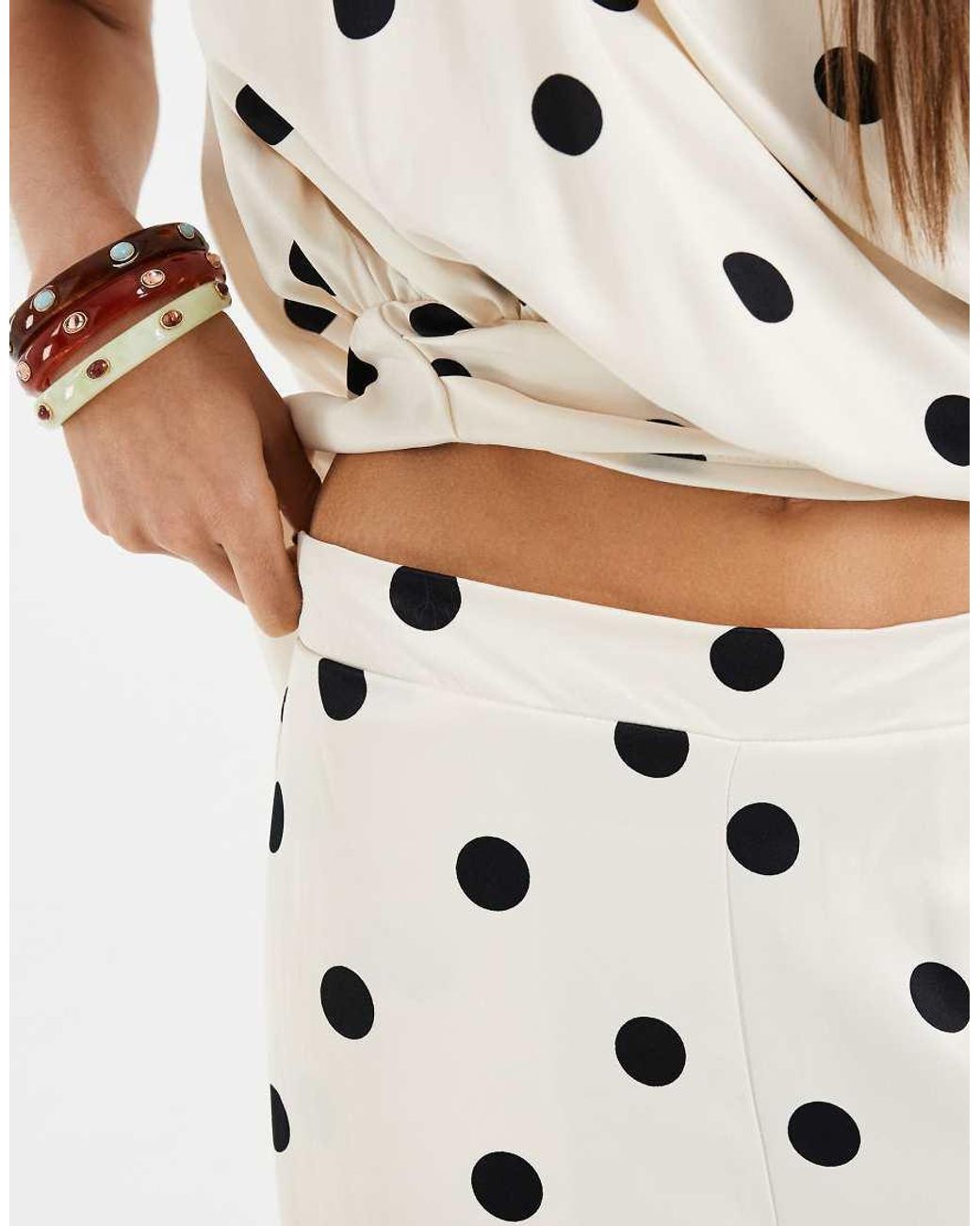 ASOS White Satin Wide Leg Trouser