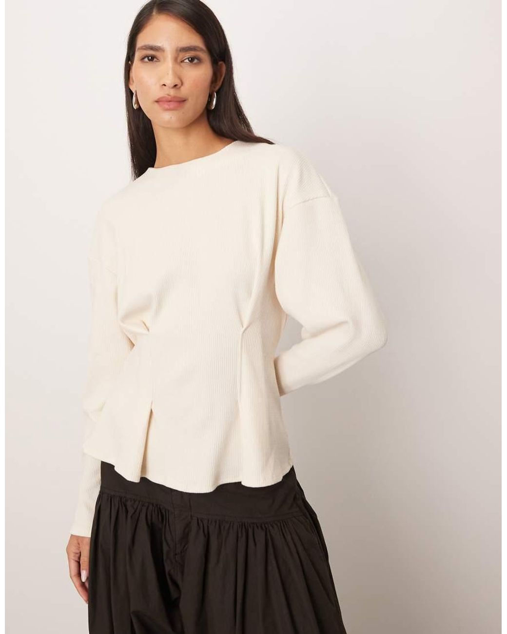 ARRANGE Natural Textured Top With Gathered Waist