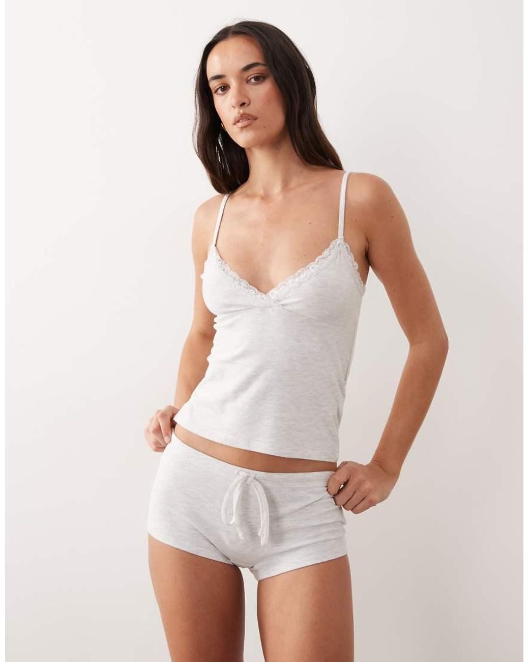 Cotton On White Pyjama Dreamy Soft Pointelle Longline Cami And Matching Shorts
