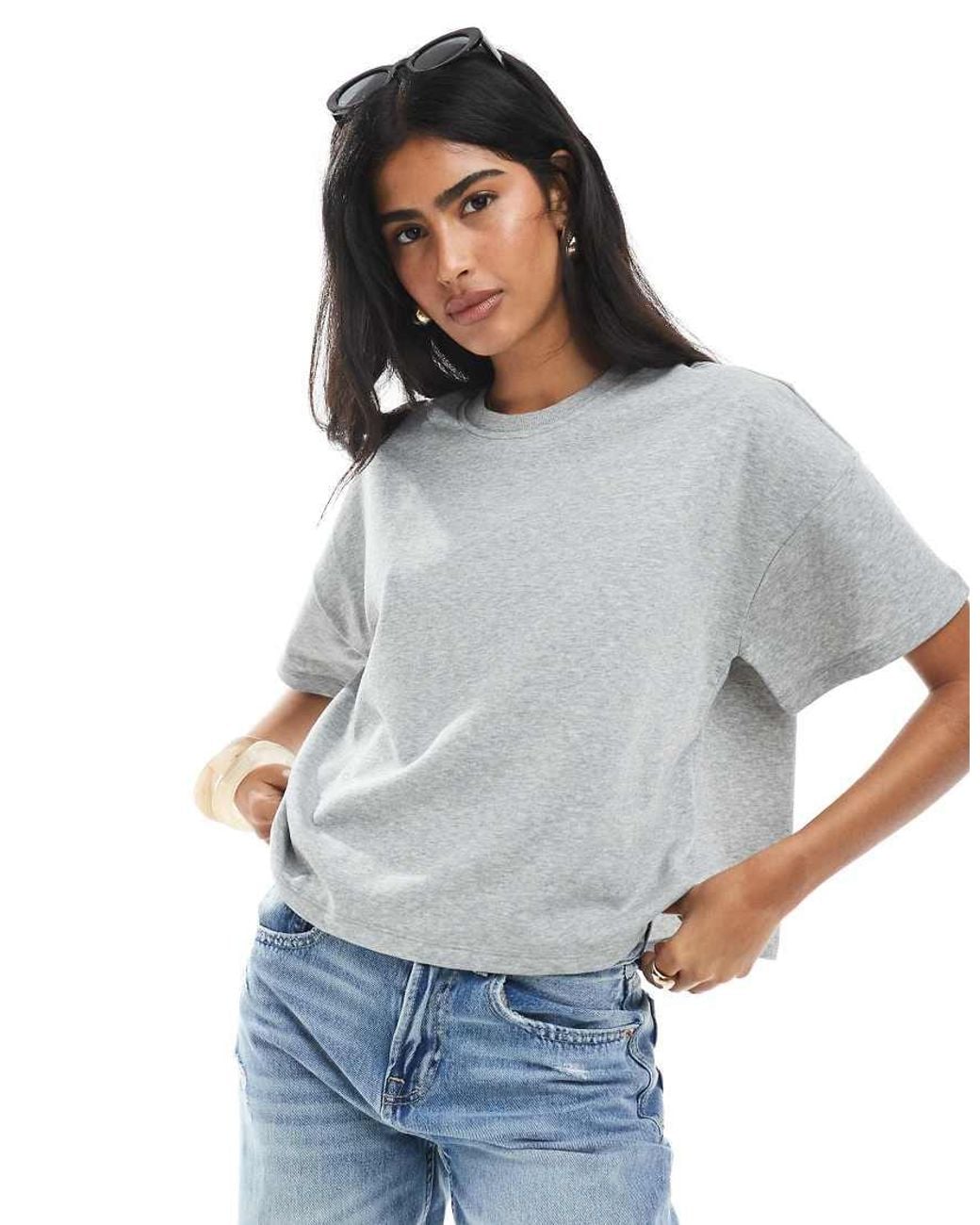 Pieces Gray Boxy Sweat T-shirt