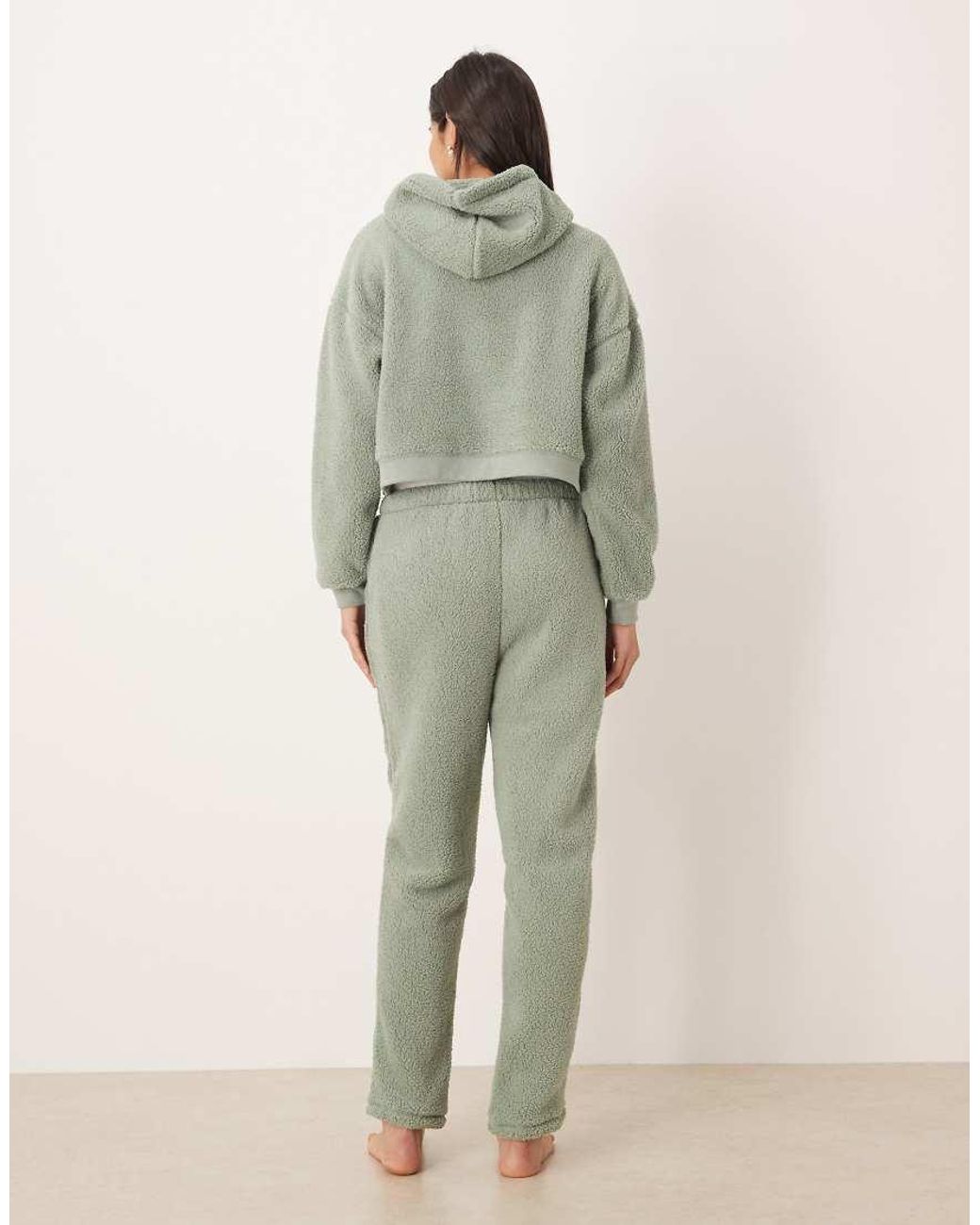 ASOS Green Lounge Cuddle Cropped Hoodie & Tapered Leg Set