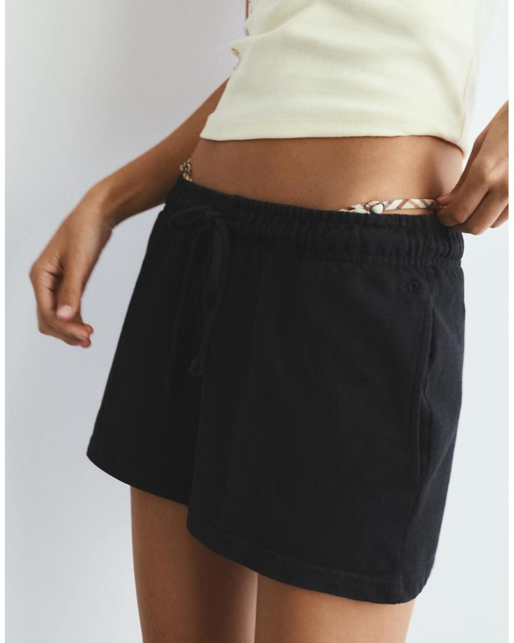 Pull&Bear White Sports Shorts With Elastic Waist